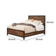 Transitional Style Two Tone Queen Size Bed with Panel Headboard, Brown