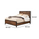 Transitional Two Tone Standard King Bed with Panel Headboard, Brown
