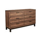 Two Tone Transitional Style Wooden Dresser with 6 Drawers, Brown