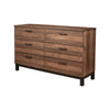 Two Tone Transitional Style Wooden Dresser with 6 Drawers, Brown