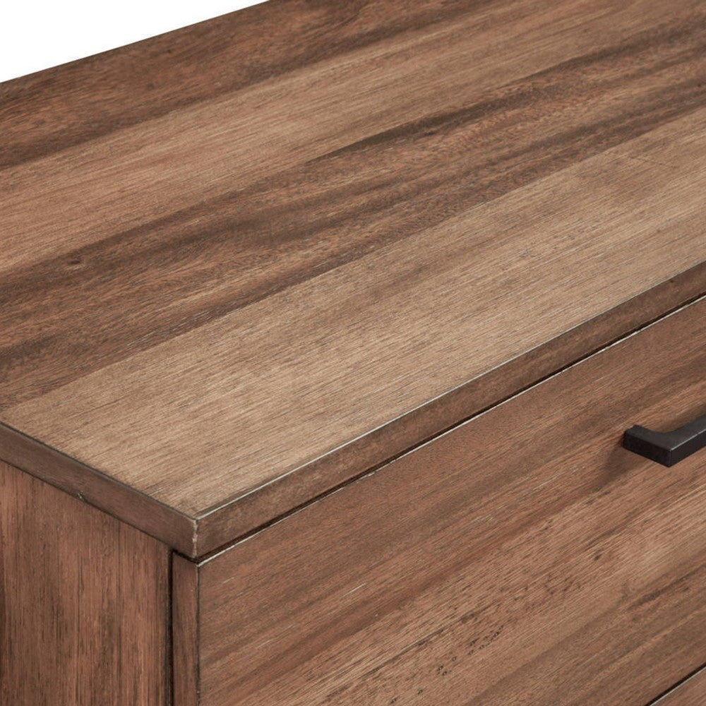 Two Tone Transitional Style Wooden Dresser with 6 Drawers, Brown