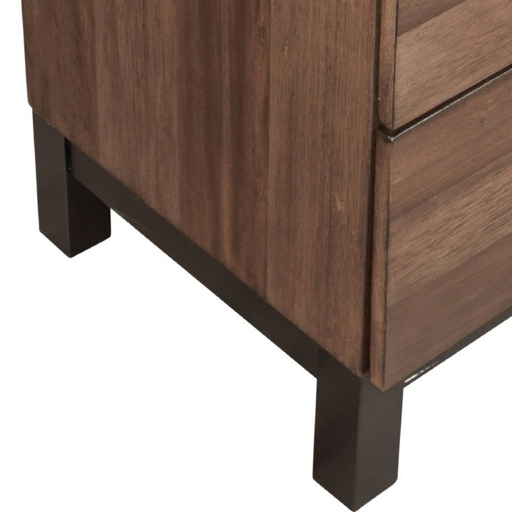 Two Tone Transitional Style Wooden Dresser with 6 Drawers, Brown