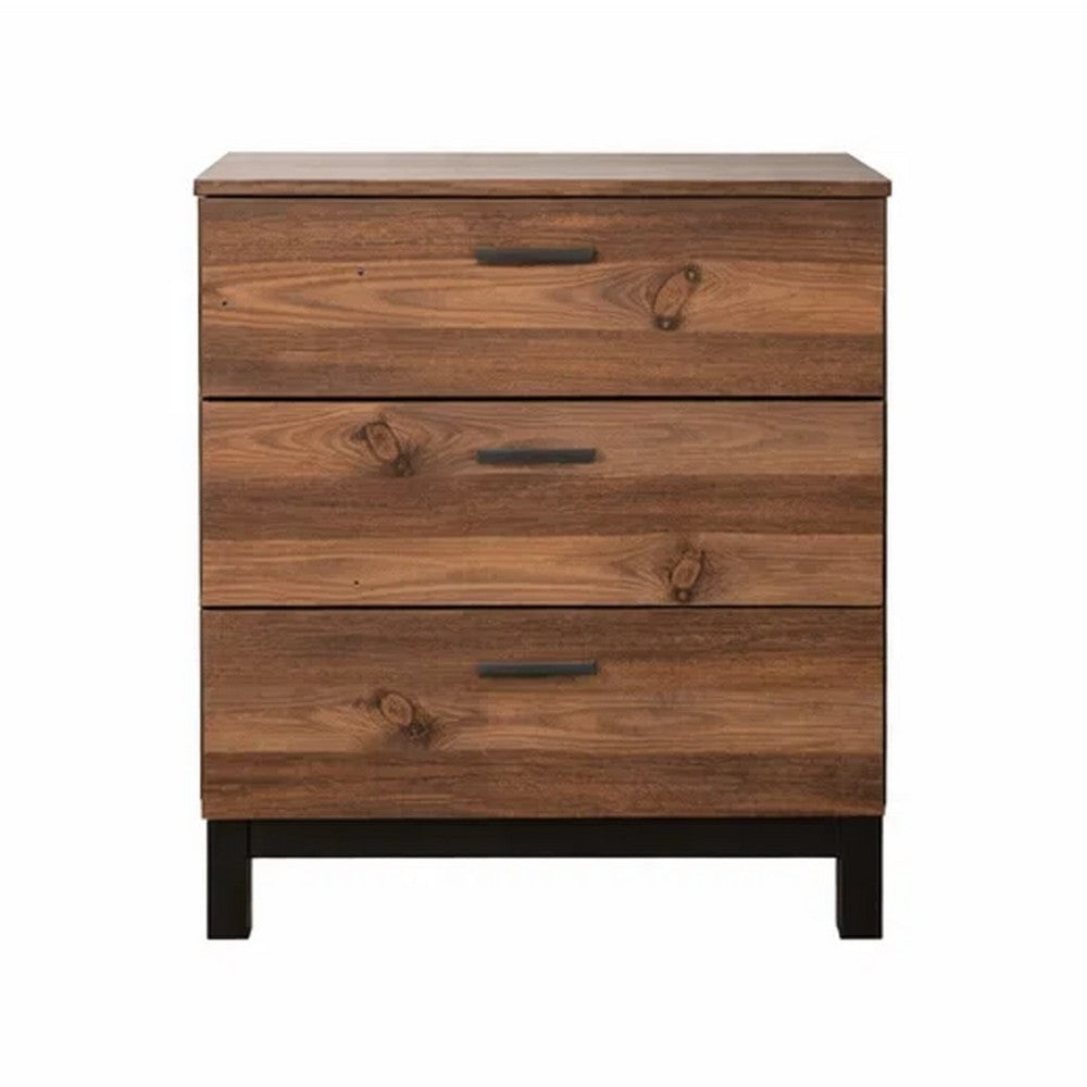 Transitional Style Wooden Chest with 3 Drawers, Small, Brown