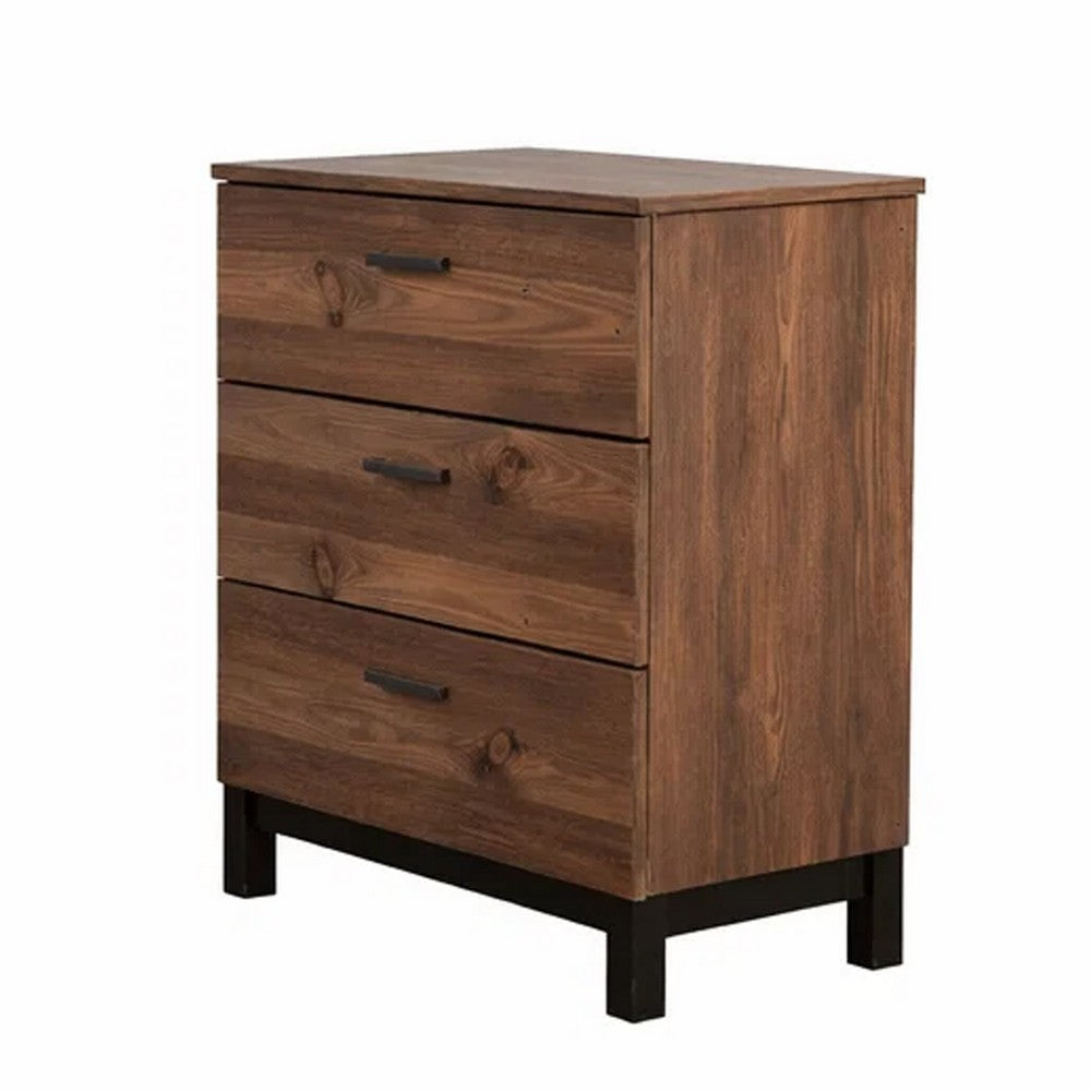Transitional Style Wooden Chest with 3 Drawers, Small, Brown