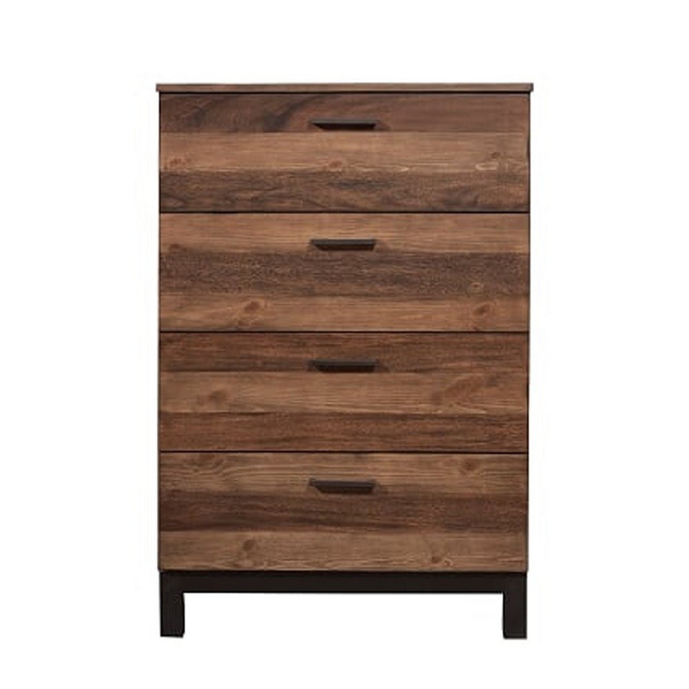 Transitional Style Wooden Chest with 4 Drawers, Large, Brown
