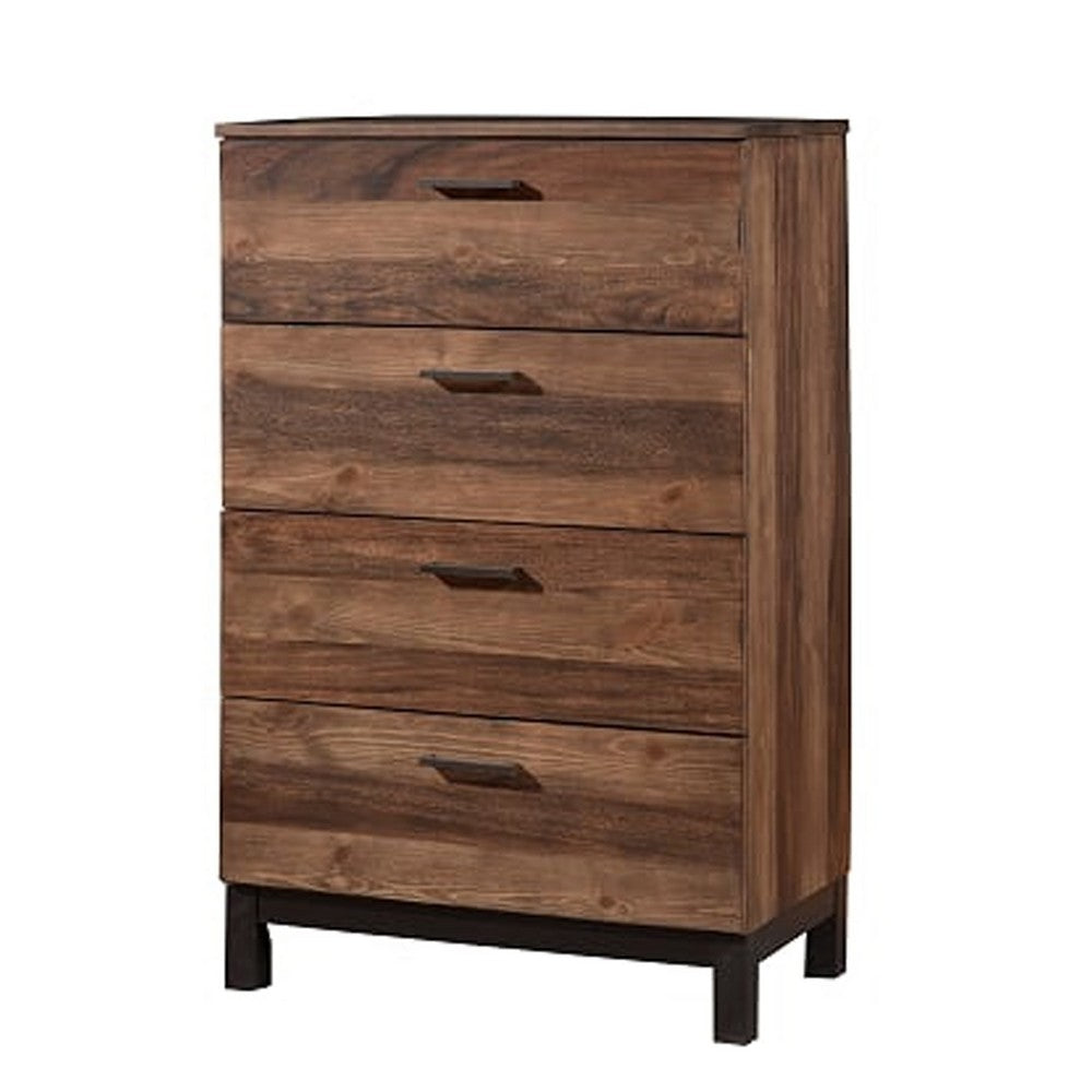 Transitional Style Wooden Chest with 4 Drawers, Large, Brown