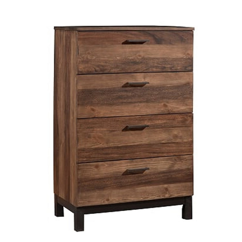 Transitional Style Wooden Chest with 4 Drawers, Large, Brown