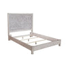 Wooden Queen Size Bed with Carved High Headboard, Weathered Gray
