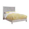 Wooden Queen Size Bed with Carved High Headboard, Weathered Gray