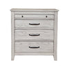 Transitional Style Three Drawer Nightstand with Pull Out Tray, Gray