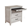 Transitional Style Three Drawer Nightstand with Pull Out Tray, Gray