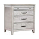Transitional Style Three Drawer Nightstand with Pull Out Tray, Gray