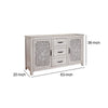 Wooden Dresser with 2 Polyresin Carved Cabinets and 3 Drawers, Gray
