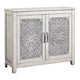 Wooden Chest with 2 Polyresin Carved Cabinets, Weathered Gray