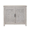 Wooden Chest with 2 Polyresin Carved Cabinets, Weathered Gray
