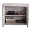 Wooden Chest with 2 Polyresin Carved Cabinets, Weathered Gray