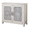 Wooden Chest with 2 Polyresin Carved Cabinets, Weathered Gray