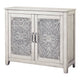 Wooden Chest with 2 Polyresin Carved Cabinets, Weathered Gray