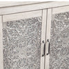 Wooden Chest with 2 Polyresin Carved Cabinets, Weathered Gray