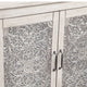Wooden Chest with 2 Polyresin Carved Cabinets, Weathered Gray