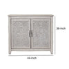 Wooden Chest with 2 Polyresin Carved Cabinets, Weathered Gray