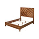 Full Size Bed with Parquet Pattern High Headboard, Brown