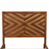 Full Size Bed with Parquet Pattern High Headboard, Brown