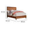 Full Size Bed with Parquet Pattern High Headboard, Brown