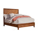California King Size Bed with Parquet Pattern High Headboard, Brown