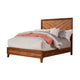 California King Size Bed with Parquet Pattern High Headboard, Brown