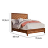 California King Size Bed with Parquet Pattern High Headboard, Brown