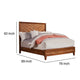 California King Size Bed with Parquet Pattern High Headboard, Brown