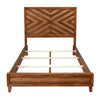 Standard King Size Bed with Parquet Pattern High Headboard, Brown