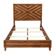 Standard King Size Bed with Parquet Pattern High Headboard, Brown