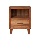 Transitional Style Nightstand with 1 Drawer and 1 Open Compartment, Brown