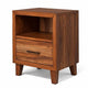 Transitional Style Nightstand with 1 Drawer and 1 Open Compartment, Brown