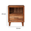 Transitional Style Nightstand with 1 Drawer and 1 Open Compartment, Brown