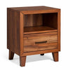 Transitional Style Nightstand with 1 Drawer and 1 Open Compartment, Brown