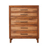 5 Drawer Wooden Chest with Metal Bar Handles and 1 Pull Out Tray, Brown