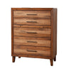 5 Drawer Wooden Chest with Metal Bar Handles and 1 Pull Out Tray, Brown