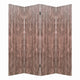 Textured and Bark Designed Wooden 4 Panel Room Divider , Natural Brown