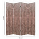Textured and Bark Designed Wooden 4 Panel Room Divider Natural Brown BM205777