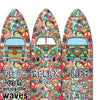 Beach Themed Surfboard Shaped 3 Panel Room Divider Multicolor BM205778