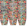 Beach Themed Surfboard Shaped 3 Panel Room Divider Multicolor BM205778