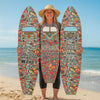 Beach Themed Surfboard Shaped 3 Panel Room Divider, Multicolor
