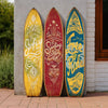 Beach Themed Surfboard Shaped 3 Panel Wooden Room Divider, Multicolor