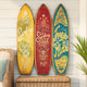 Beach Themed Surfboard Shaped 3 Panel Wooden Room Divider, Multicolor