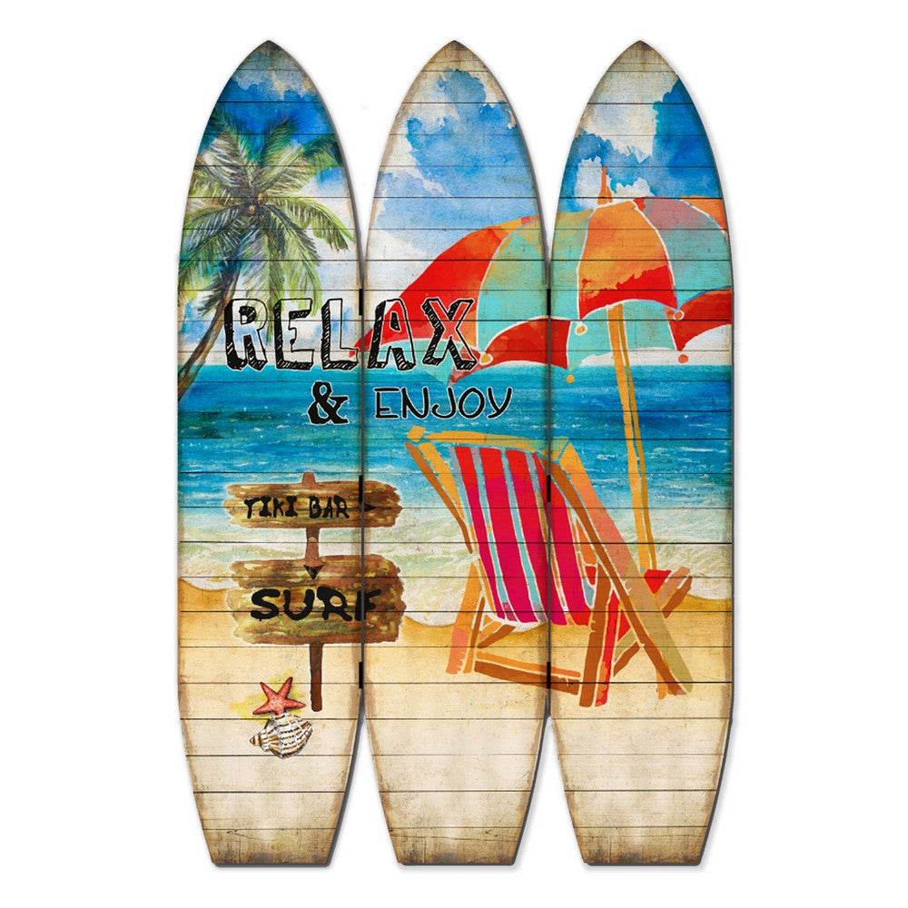 Room Divider | Surfboard Shape | Lounge & Umbrella Print | Multicolor