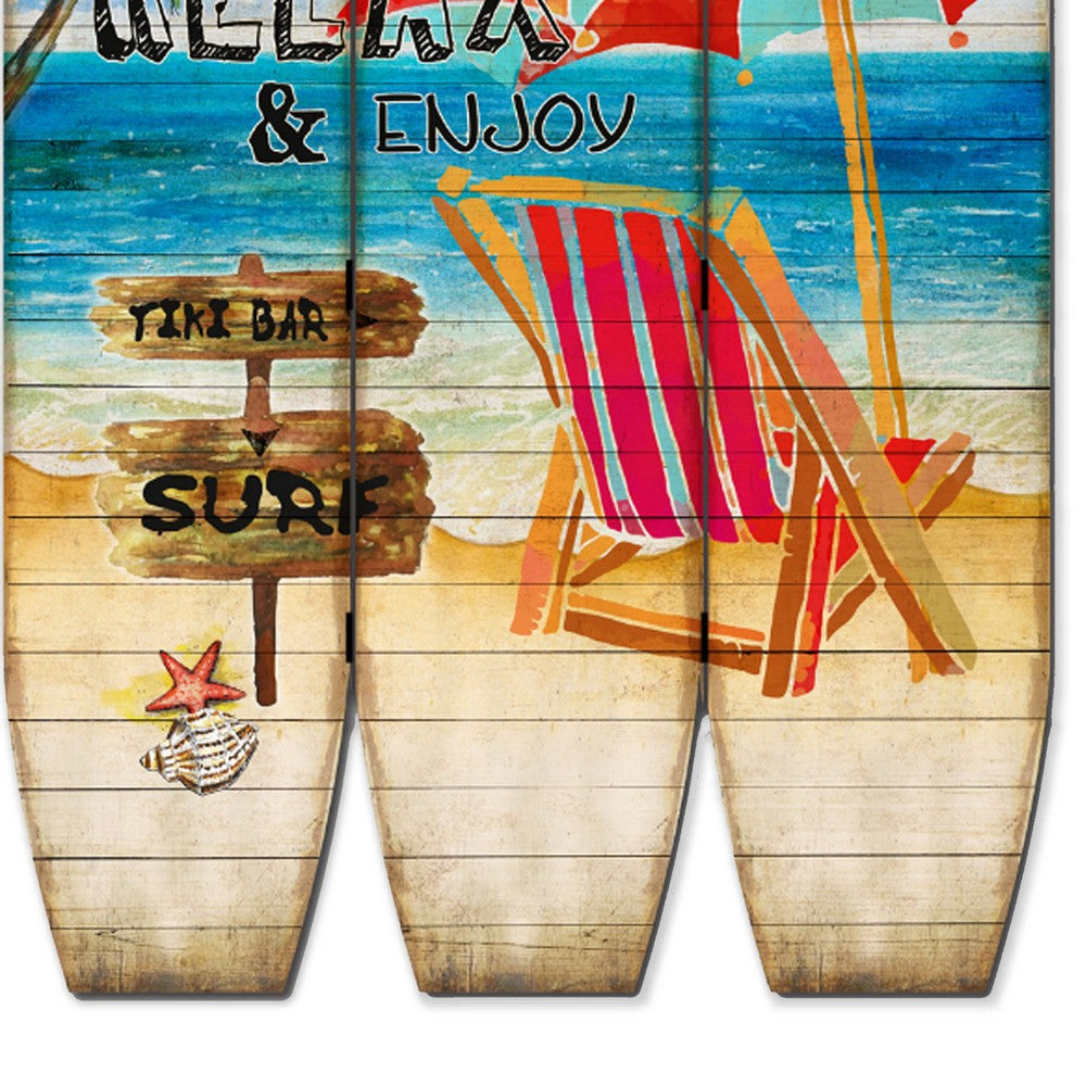 Room Divider | Surfboard Shape | Lounge & Umbrella Print | Multicolor