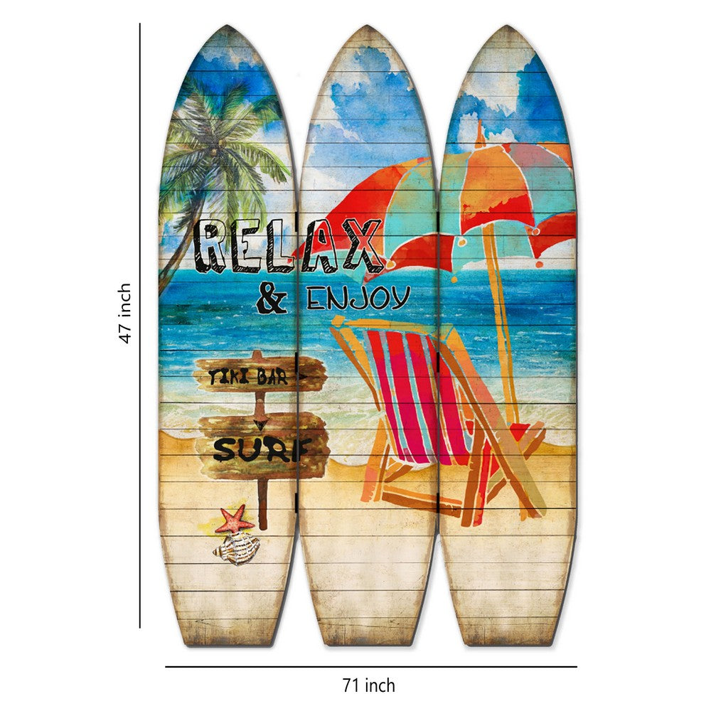 Room Divider | Surfboard Shape | Lounge & Umbrella Print | Multicolor